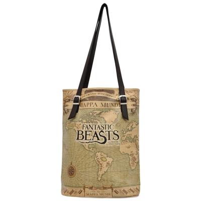 Umhängetasche DOGO "Tall Bag Damen Schultertasche Mappa Mundi Fantastic Beasts Damen", Damen, Gr. B/H/T: 40cm x 34cm x 10cm onesize, bunt (mehrfarbig), Kunstleder, Taschen Umhängetasche, Handgefertigt