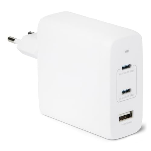 Amazon Basics 120W Nano GaN USB-C wandlader met 3 poorten, wit
