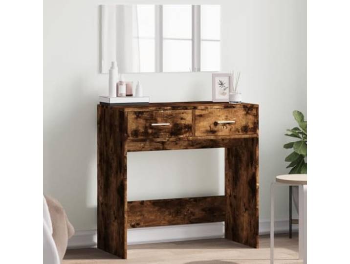 HKQWPBF Schminktisch mit Spiegel Räuchereiche 80x39x80 cm Holzwerkstoff Stauraum für Kosmetik, pflegeleichte Oberfläche, stabiles Holzwerkstoffmaterial, mit Wandhalterung zu sichern