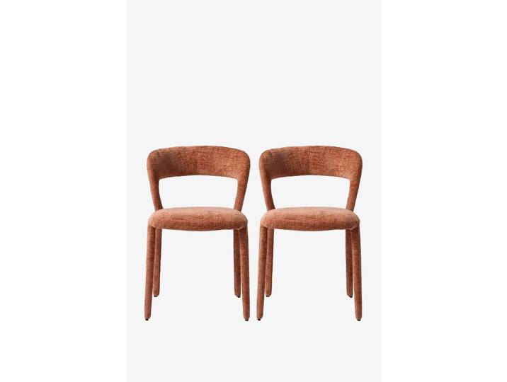 Lichtroze chenille eetkamerstoelen