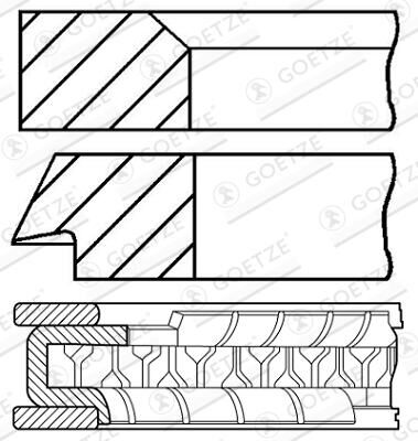 Goetze Engine Kolbenringsatz 0830710000 Für Opel