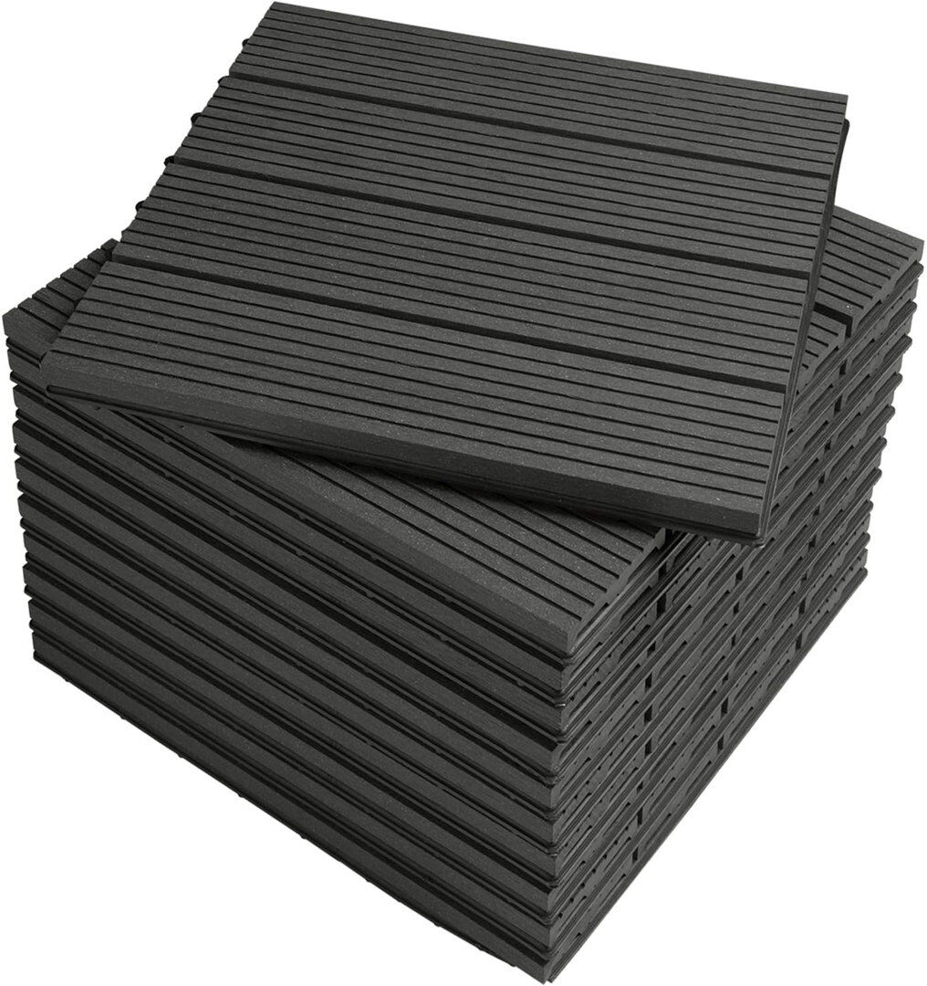 17 Stories 30cm x 30cm wood-effect Gurleen made of plastic/wood Anthracite 30cm W X 30cm L