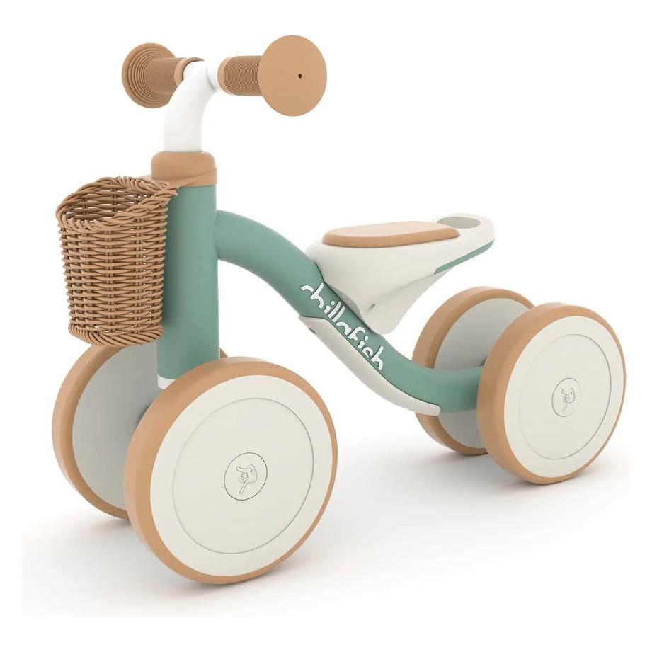 Chillafish - Cruzi 4-wheel first ride-on with woven basket, comfy seat and silent anti-skid wheels ( (CPQR02GRE)