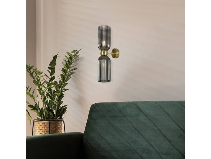 Wandleuchte Antic Ø 10cm Gold/Grau/Grau Mischmetall / Rauchglas E14