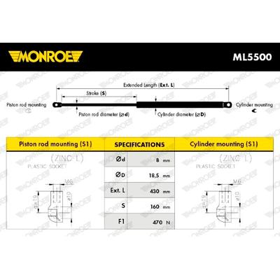 MONROE Gasfeder, Koffer-/Laderaum 1135-6484 für Volvo