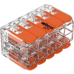 WAGO 221-420-15 221 Verbindungsklemme flexibel: 0.14-4 mm² starr: 0.2-4 mm² Polzahl: 10 15 St. Transparent, Orange
