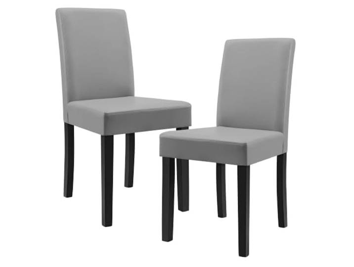 Helloshop26 2 Esszimmerstühle gepolstert mit Beinen aus Massivholz, Bezug aus Synthetik, 90 cm, Grau und Schwarz, 03_0002360