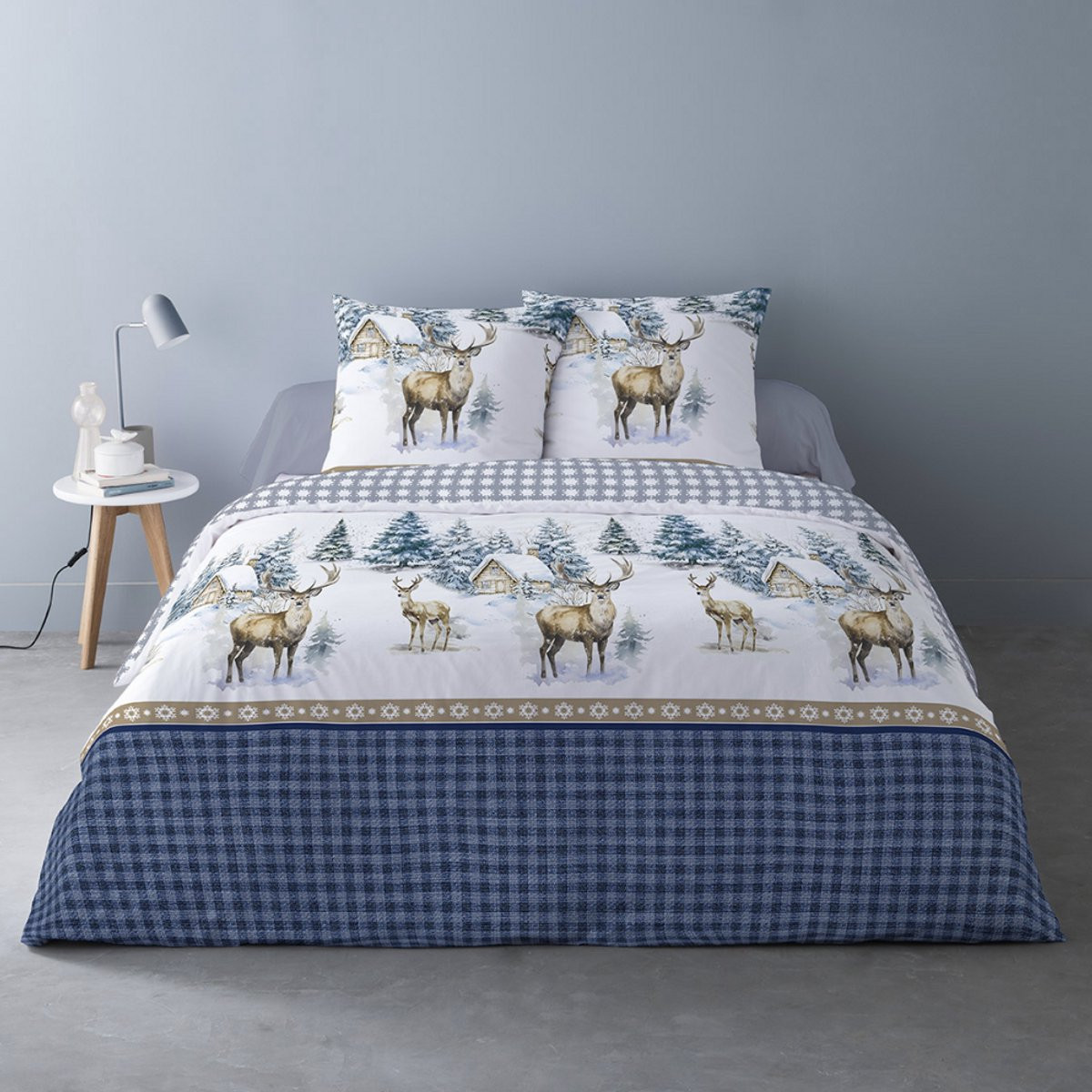Better Nights Luxe Katoen Flanel dekbedovertrek Aspen Bleu 240 x 220 cm