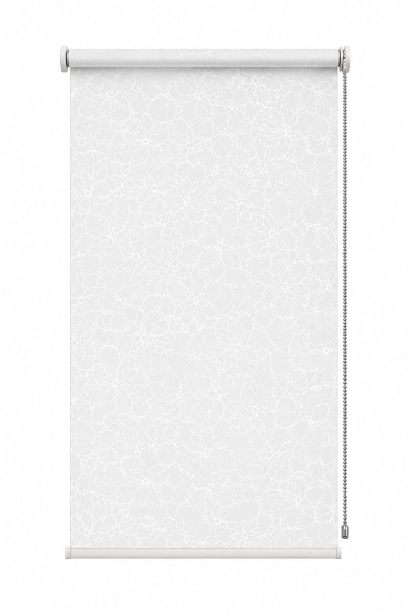 Rolgordijn Madecostore Collection MUST Wit met Bladmotief – Lichtdoorlatend Voile – 60 x 190 cm – Inkortbaar