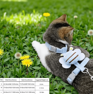 Inspire Curations BuzzBuddy Bee Cat Harness And Leash Set blue Bee 1.8m Rope m