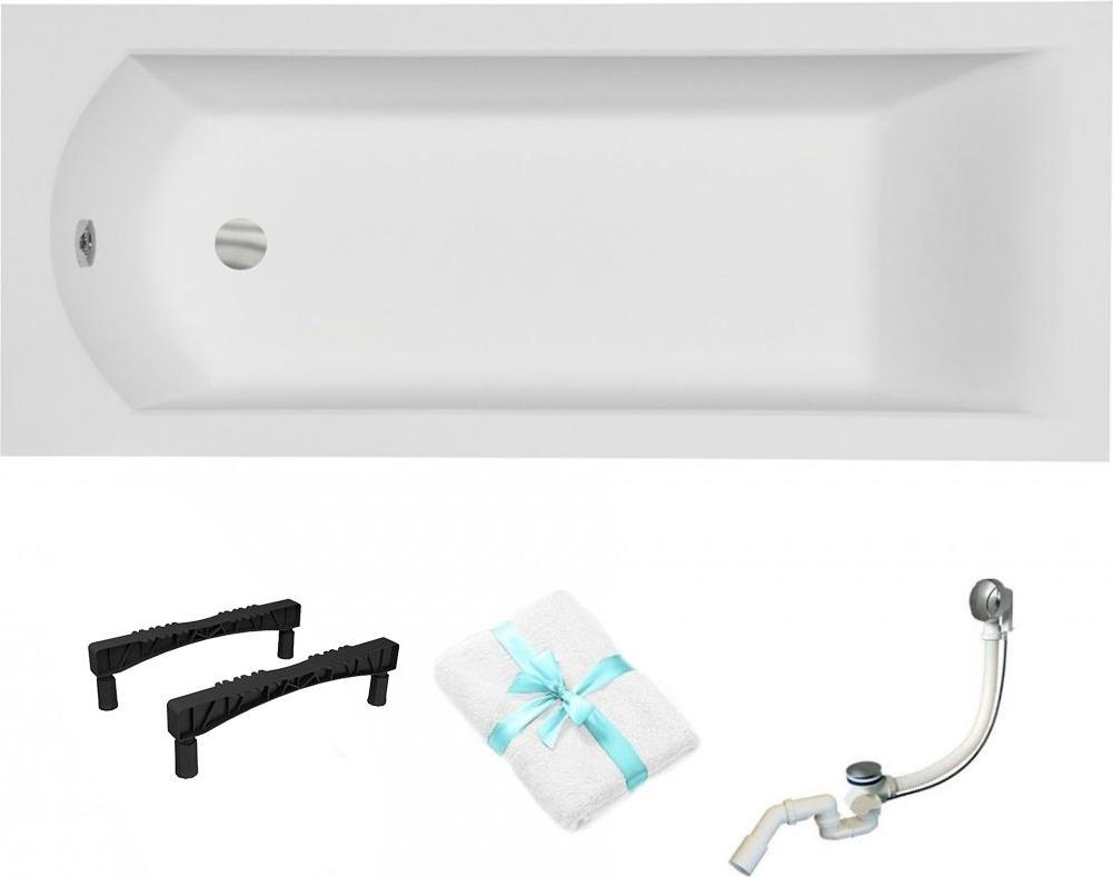 Aqua For You | Badewanne - Besco Shea Slim - 160x70 Cm - Antibakterielle Beschichtung - Kratzfest - Automatischer Syphon
