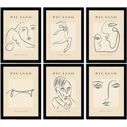 POSTER Set Mit 6 Illustrationen Von Pablo Picasso Starren A3 Schwarzer Rahmen