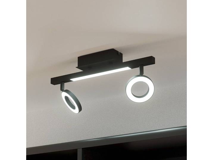 EGLO LED-Deckenspot Cardillio 2 schwarz mit zwei Ringen, schwarz, für Wohn- / Esszimmer, Metall, Modern, LED Deckenlampe