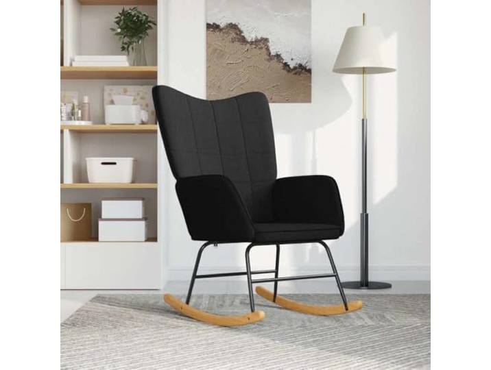 Schaukelstuhl, Stoff, Relaxsessel mit Stahlrahmen, max Komfortschaum, stabile Holzschienen, schickes Design, Salongebrauch, einfache Wartung