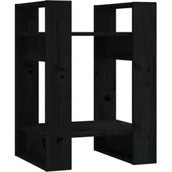 vidaXL Bücherregal/Raumteiler Schwarz 41x35x57 cm Massivholz Kiefer