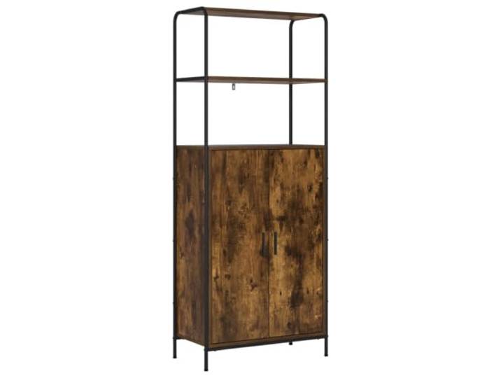 vidaXL Highboard Räuchereiche 40 x 33 x 161 cm Holzwerkstoff Klare Linien und minimaler Zierrat, Geeignet für verschiedene Innenräume, Enthält Wandbefestigungsgerät