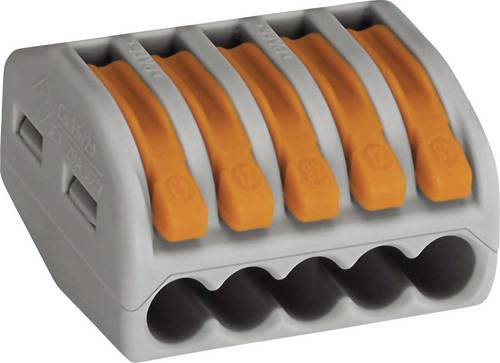WAGO 222-415-1 222 Verbindungsklemme flexibel: 0.08-4mm² starr: 0.08-2.5mm² Polzahl: 5 Grau, Orange