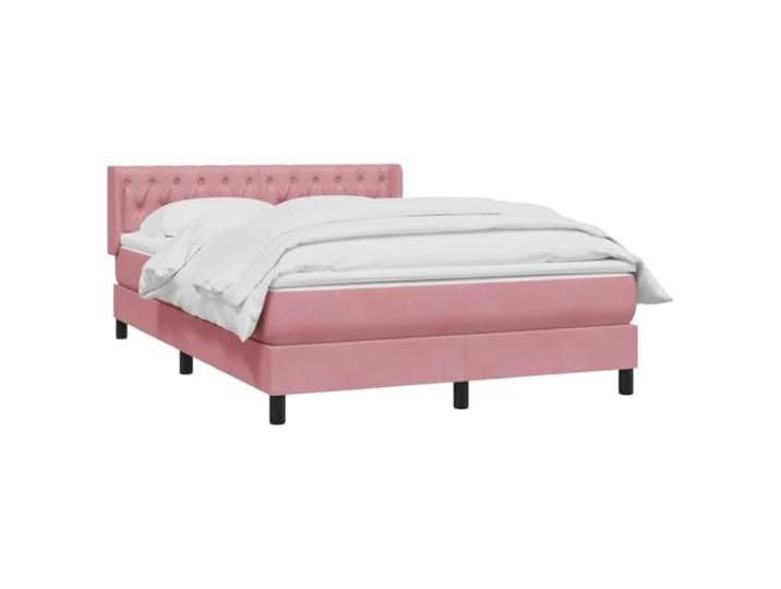 SKTQYQO Bettgestell mit Federn, Rosa, 140 x 210 cm, aus Samt Taschenfederkernmatratze, verstellbares Kopfteil, waschbarer Matratzenschoner, Lattenrost