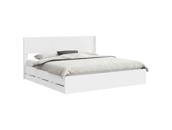 KTHLBRH Bettgestell mit Stauraum und Kopfteil, Weiß Holztechnik, 6 Schubladen, Lattenrost, funktionales Kopfteil, Innengebrauch, Montage erforderlich