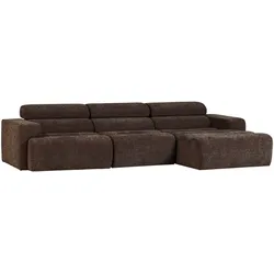 Ecksofa Novi aus gewebtem Melange-Stoff, modern mit Chaiselongue und verstellbarer Nackenstütze, dunkelbraun, rechts