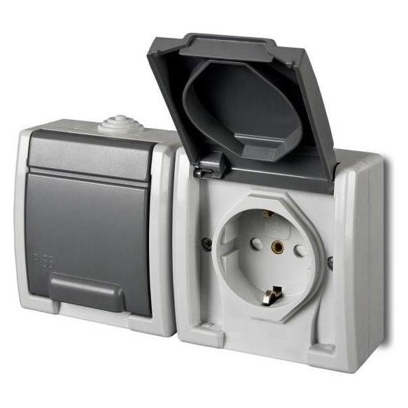 Elektro-Plast PLUG SOCKET AQUANT 1245-10 GREY (1245-10)