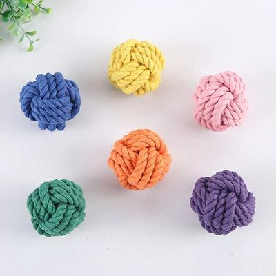 Uplift Essentials Cotton Rope Ball Dog Chew Toy Bite Resistant Teeth Cleaning Puppy Training Ball 1pc Random Color