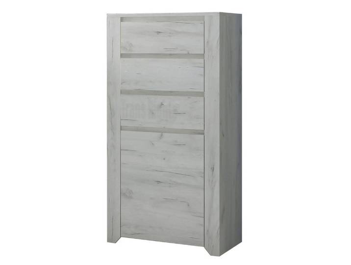 Feldmann-Wohnen Highboard Angel (3 Schubladen, 1 Tür, 1 Einlegeboden, 1 St., Moderne Optik, Griffmulden), 56cm Weißeiche mit Griffmulden