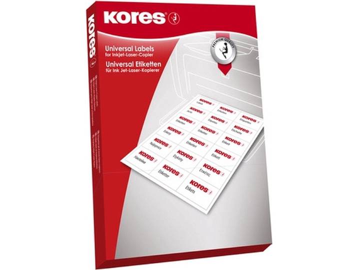 Kores - Etiketten A4 70x37mm - 100 vellen wit (100 stuks)
