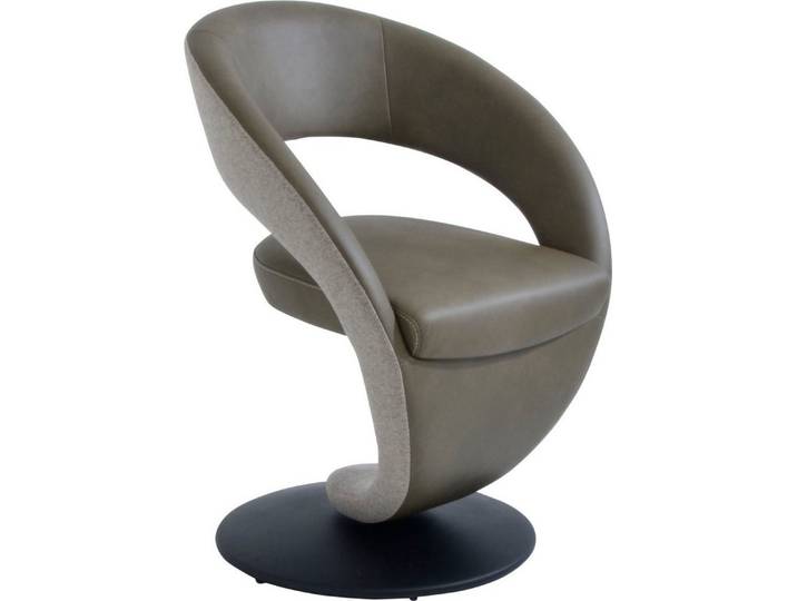 K+W Komfort & Wohnen Esszimmerstuhl Wave, Drehstuhl, Polsterstuhl, Design-Drehstuhl, Drehteller in Metall schwarz, Farbkombination