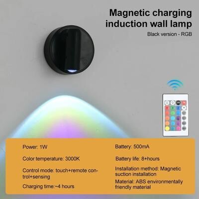 Uplift Picks Rechargeable LED Wall Lamp Wireless Magnetic Reading Light black Rgb (with Remote) natural White (3500 5500k)