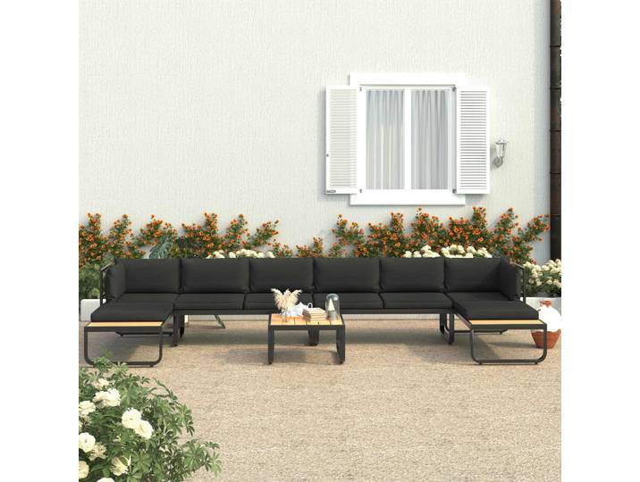vidaXL 5-tlg. Garten-Ecksofa-Set mit Auflagen Aluminium und WPC