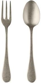 Mepra Stainless Steel w/PVD Titanium Coating Vintage Champagne Serving Set (Fork and Spoon)