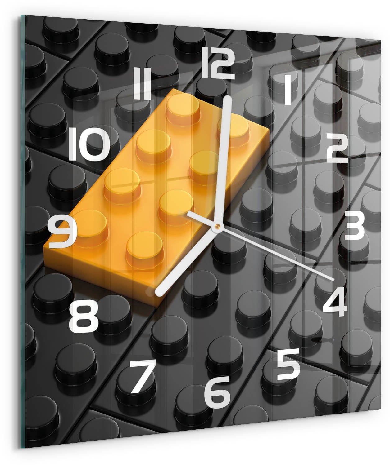 Tulup Wandklok Lego Design - Geel - Vierkant - 30 x 30 cm