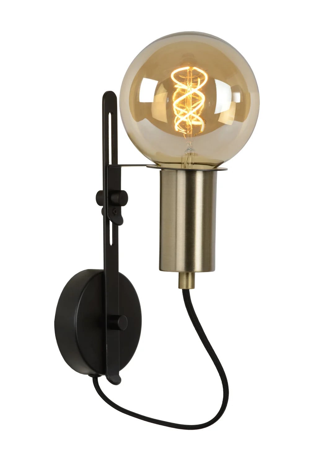 Lucide MALCOLM Wandlamp - Zwart - 1xE27