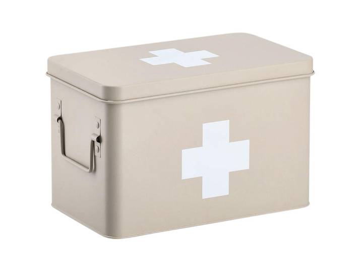 Medizinschrank ZELLER PRESENT Erste Hilfe , beige, B:19,5cm H:20cm, Metall, Schränke, Medizinschrank