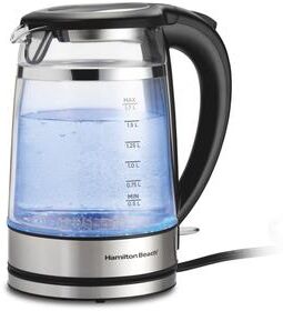 Hamilton Beach Double Wall Kettle, 1.7 Liter Capacity, Stainless Steel Base and Accents