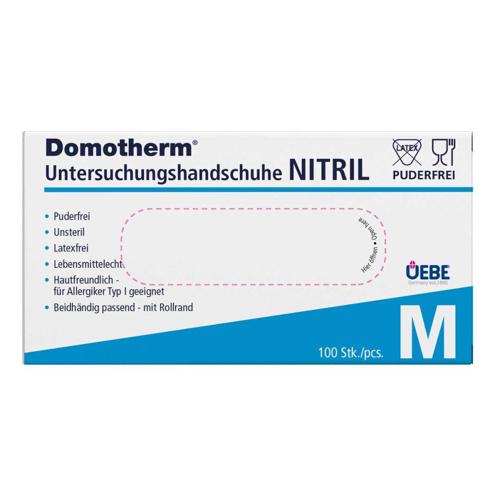Uebe Medical GmbH Domotherm Untersuchungshandschuhe Nitril Unsteril Puderfrei M Bl 17247644