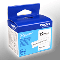 Originalband Brother Btag-231 12mm x 4m schwarz auf weiß nicht laminiert BTAG231