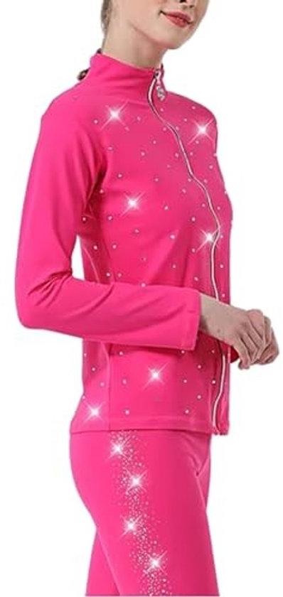 Trainingsanzug für Eislaufen - mit Strass-Steinchen - Rosa