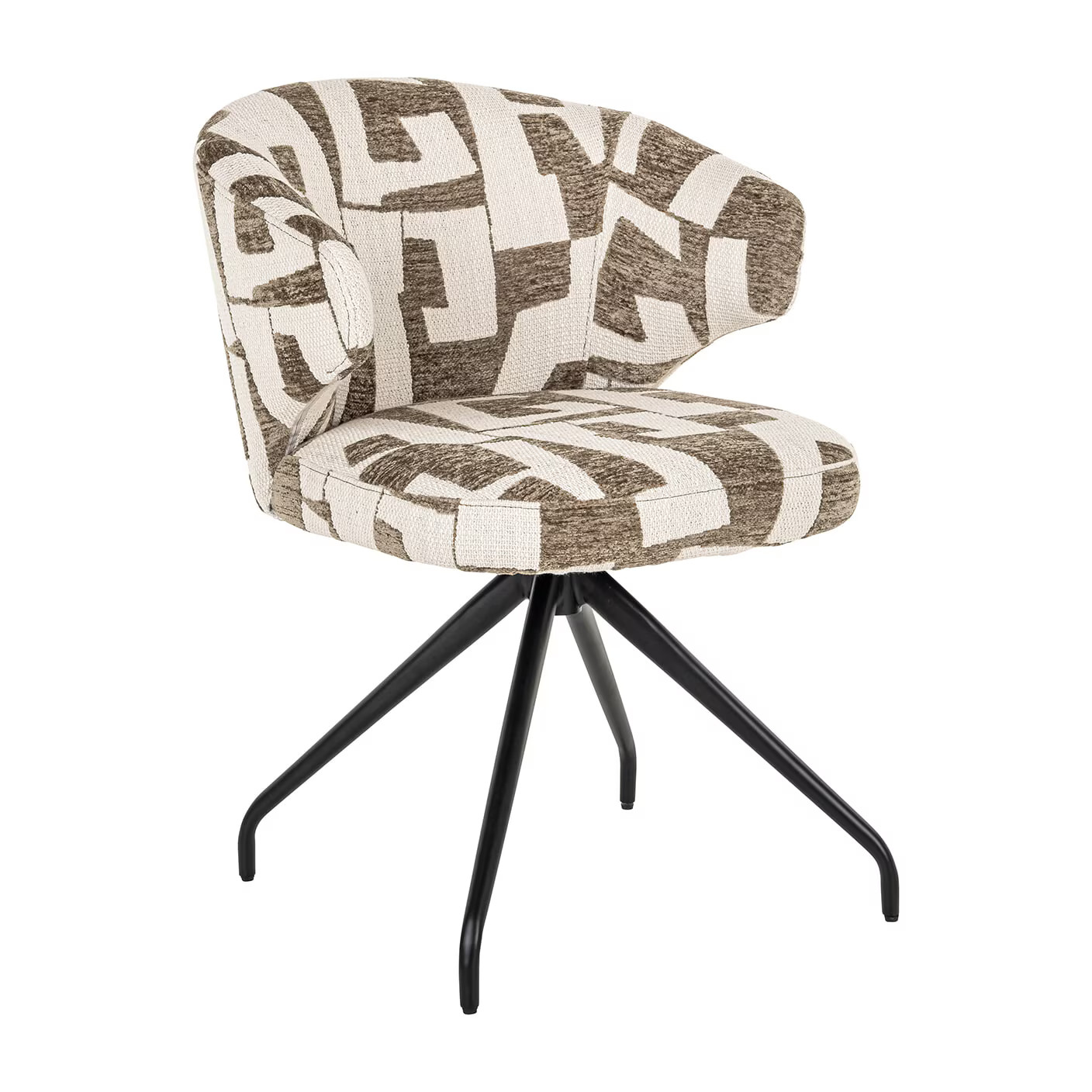 Richmond Interiors Milly Draaibare Eetkamerstoel - Graffic stof - Moss