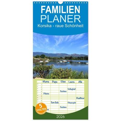 Familienplaner 2026 - Korsika - raue Schönheit mit 5 Spalten (Wandkalender, 21 x 45 cm) CALVENDO