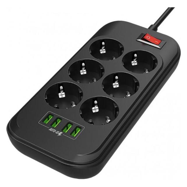 Colorway CW-CHE64B power extension 6 AC outlet(s) Indoor Black (6x, CEE 7/3, 2 m) (CW-CHE64B)