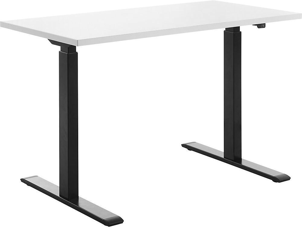 Schreibtisch, elektrisch höhenverstellbar, gerade, BxT 1200 x 600 mm, weiß/schwarz Topstar