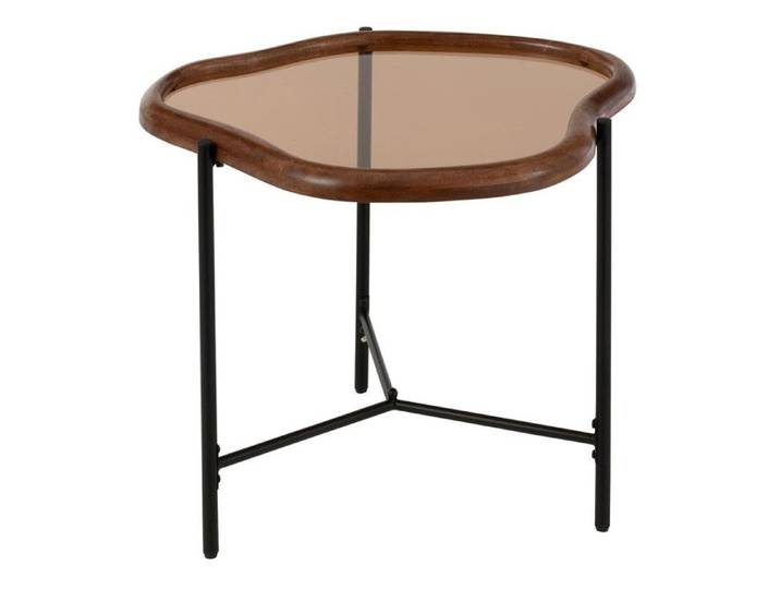 Table Basse en Verre  Zig  64cm Marron