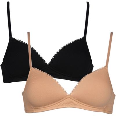 Bügelloser BH MY BASIC, Damen, Gr. 65, Cup B, rosa (powder, schwarz), Obermaterial: 95% Baumwolle, 5% Elasthan, unifarben, Basic, Basic, BHs, flache Verarbeitung, wattiert, ohne Bügel, basic, Baumwollmix
