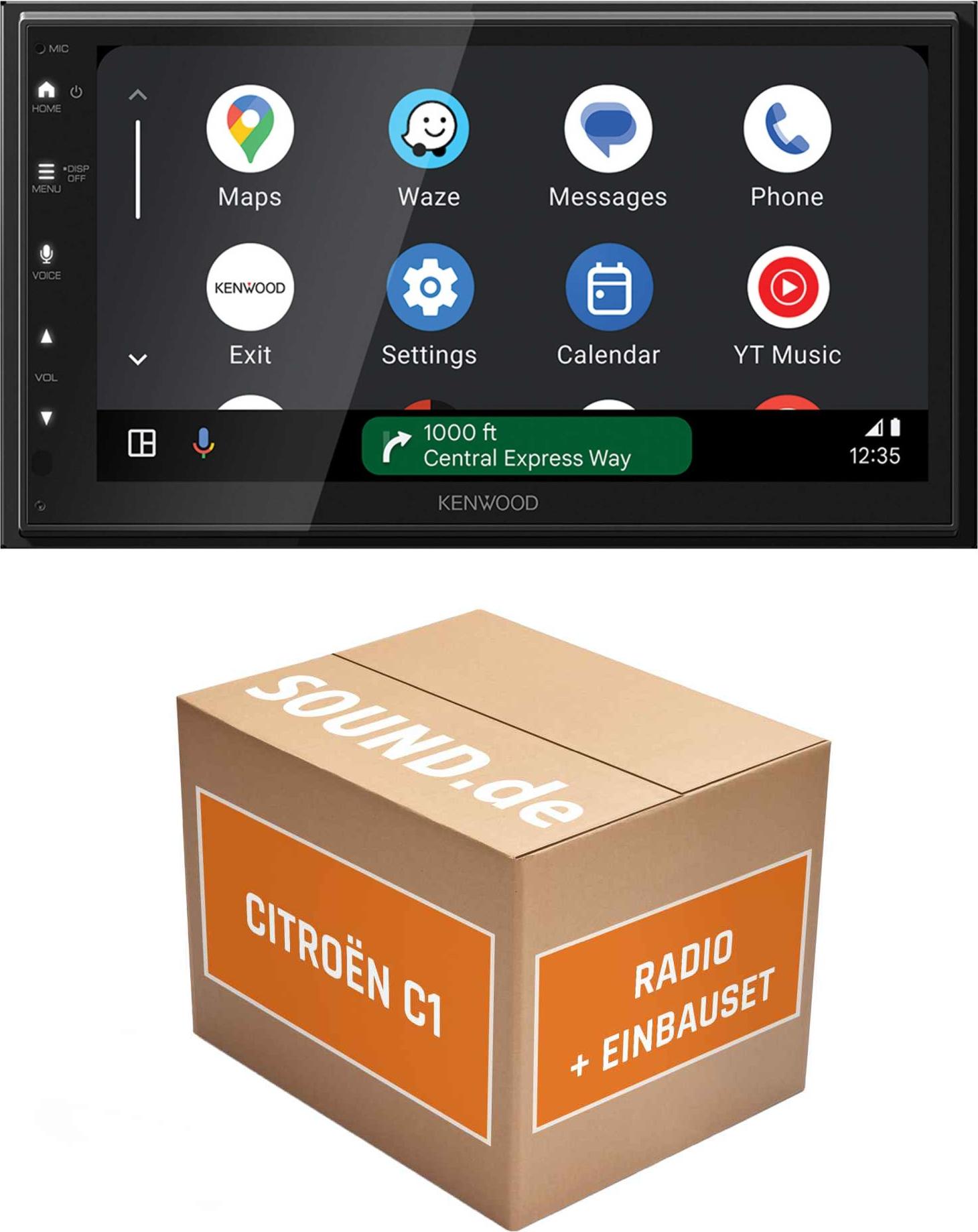 Autoradio Einbaupaket Kenwood DMX6523DABS passend für Citroën C1 | CarPlay Wireless Android Auto Wireless