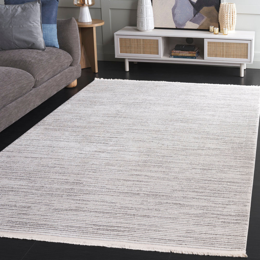 17 Stories Smadar Whisper Striped Area Rug In Light Grey & Ivory Grey;Ivory Rectangle 122 x 183cm