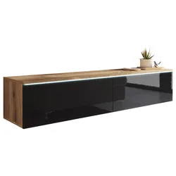 TV-Lowboard mit LED ca. 140x30 cm Eiche/Schwarz