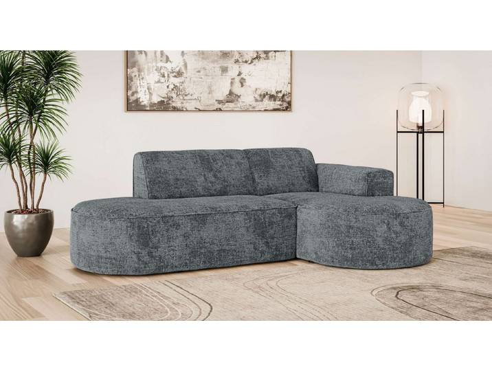 OTTO home Ecksofa ADELLA Design-Sofa mit Recamiere rechts/links, 248/159/76 cm, L-Form mit Wellenunterfederung, runde Form, auch in Cord