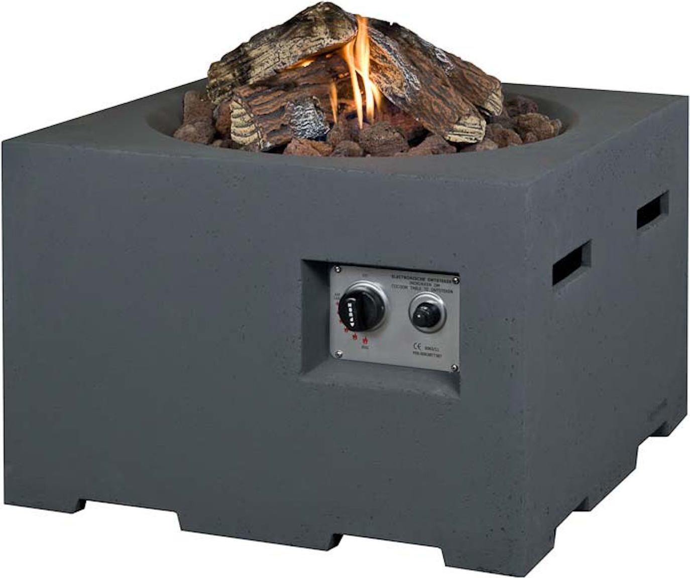 Happy Cocooning Mania Feuertisch grau 19,5 kW Feuerstelle inkl. 5kg Lavasteine